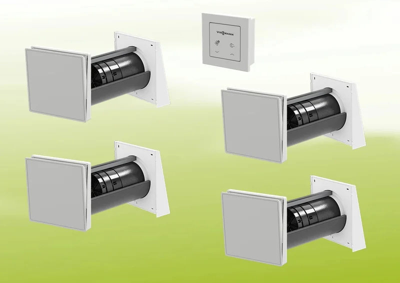 4x Viessmann Vitovent 100-D Typ H40E B55 (L) avec kit de ventilation et unité de commande 100-D filaire