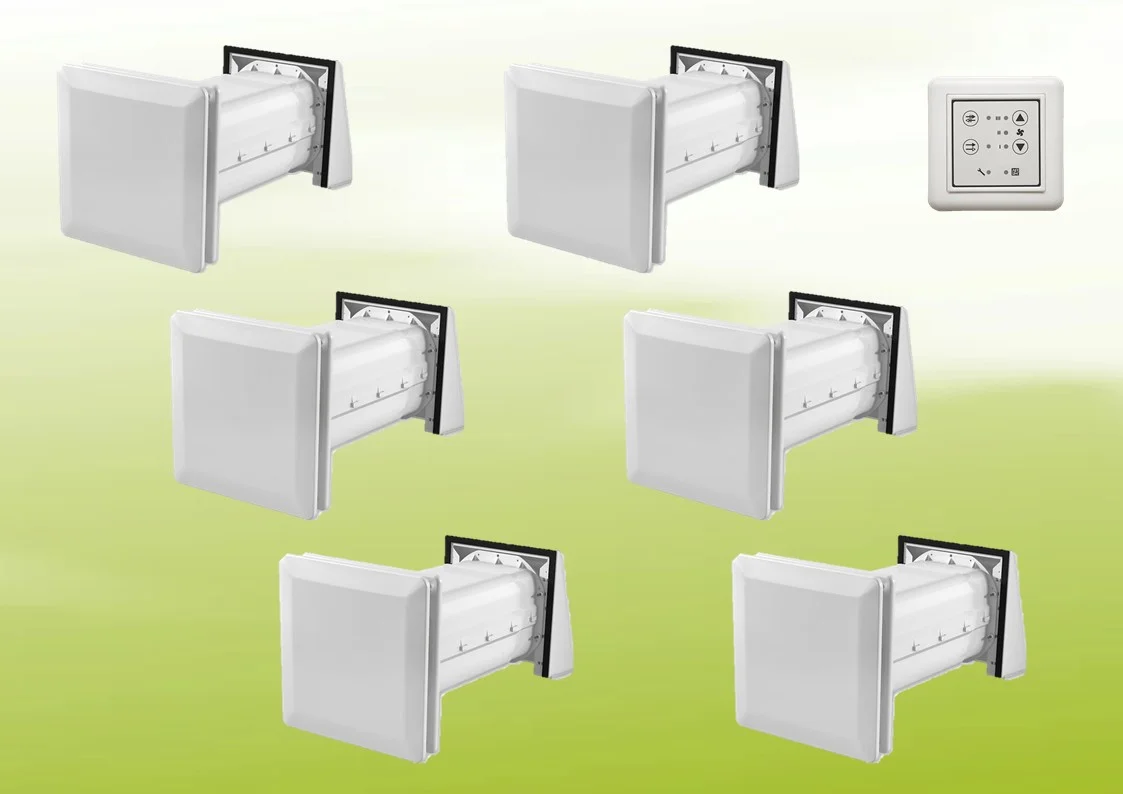 6x Stiebel Eltron LWE 40 Appareil de ventilation compact + Panneau de commande dans le kit de ventilation